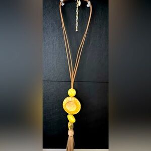 NWT Chicos leather/gold medallion necklace